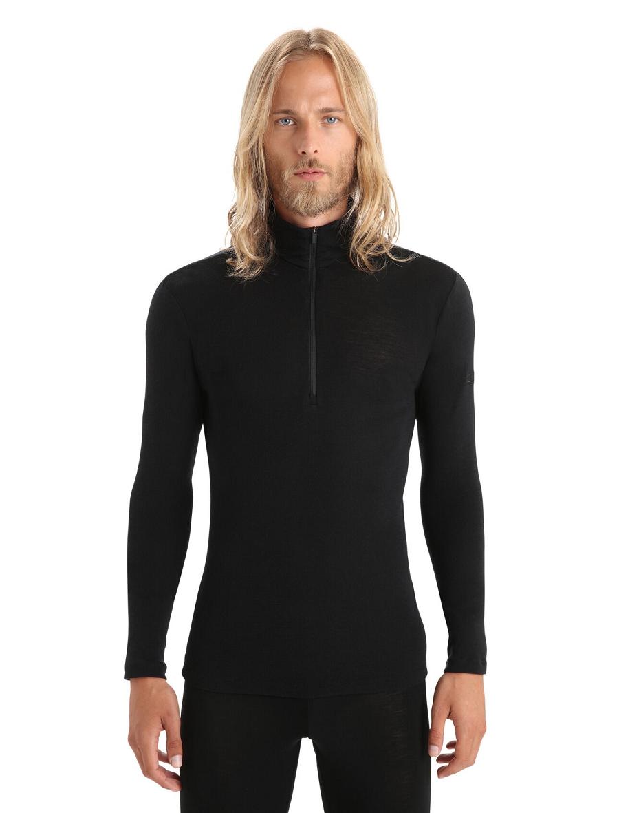 Black Icebreaker Merino 175 Everyday Long Sleeve Half Zip Thermal Top Men\'s Base Layers | AU 1371VRWD